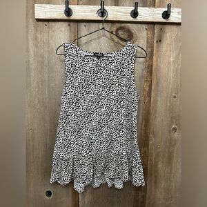 Express Peplum Tank in Black White Print Size Medium Women’s